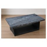Elements International Beckley Coffee Table with Marble Top and Solid Dark Espresso Base