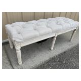 White Farmhouse Style Cushioned Bench