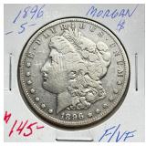 1896 S - Morgan Silver Dollar - F / VF
