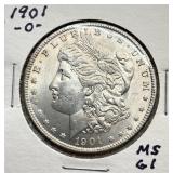 1901 0 - Morgan Silver Dollar - MS61