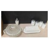Vintage Milk Glass Butter Dish, Lidded Dish, and Salt and Pepper Shakers