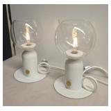 Pair of Unique Modern Globe Lights - 9.5" Each - Dimable