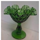 Fenton Emerald Green Thumbprint Compote