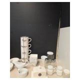Variety of White Dishes - Espresso Set, Butter Dish, and More