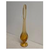 13" Amber Swung Glass Vase