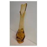 16" Amber Swung Glass Vase