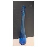 21" Blue Swung Glass Vase