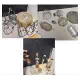 Huge Lot of Antique and Mid Century Lamp Parts and Shades