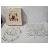 Glasswares Lot: Set of 9 Wine Glasses, 2 Marked With Faces, & Colony Crafts Buffet Plus Serving Bowl - Estate Sales Warehouse (GR)