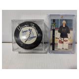 Official Licensed NHL Hockey Puck Autographed By Manon Pheaume With Card, Refer To Details - Estate Sales Warehouse (GR)