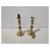 Premium Vintage Baldwin Brass Candle Sticks: Round Stepped Base, Baluster Stem, Tapered Toppers, 9" - Estate Sales Warehouse (GR)