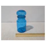Vintage MCM Aqua Blue Glass Apothecary Jar, Excellent Condition, Made In Belgium - Estate Sales Warehouse (GR)