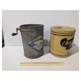 Vintage Polaris Metal 2QT. Hand Crank Ice Cream Maker With Charles Chips Tin, Refer To Photos - Estate Sales Warehouse (GR)