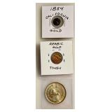 Iran Rials 60% Silver Half Dollar / 1854 California Gold Token / Arabic Golden Token