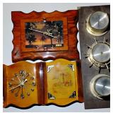 Vintage Decorative Wall Clock and Nautical Instrument Display