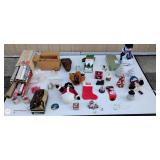 Assorted Christmas Decorations, Ornaments, Stockings, and Craft Supplies