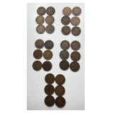 Lot of 30 Assorted Indian Head Cents - Date Range 1865 - 1909
