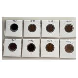 8 Full Liberty Indian Head Cents