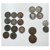 Cull Lot of Indian Head Cents / Liberty / Shield 5C and Two and Three Cent Pieces