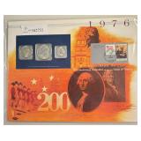 1976 S - 3 Piece Silver UNC Mint Set with 1776 - 1976 - Coins / Stamps