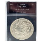 1921 - Morgan Silver Dollar - Bradford Mint Certified - Very Good