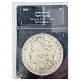 1900 - Morgan Silver Dollar - Bradford Mint Authenticated - Very Good