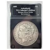 1889 O - Morgan Silver Dollar - Bradford Mint Authenticated VG Collector