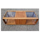 Vintage Coffee Table - Wood with Glass Inserts