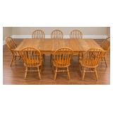 Amish Heritage Furniture Dining Room Table with 8 Chairs and 2 Leaves