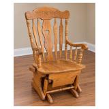 Amish-Made Solid Oak Glider Rocker