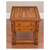 Vintage Double Sided Oak Table with Drawer