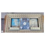 Ornate Religious Wall Clock with Decorative Gold-Tone Frame