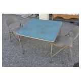 Folding Card Table with 2 Folding Metal Chairs