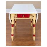 Vintage Porcelain Enamel-Top Drop-Leaf Kitchen Table
