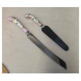 Pair of Porcelain Handled Cake Knives
