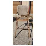 Vintage Metal High Chair with Upholstered Back