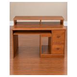 Computer Desk with Raised Monitor Shelf and Slide-Out Keyboard Tray