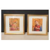 Angel Gabriel and Virgin Annunciation (Detroit Museum) gold framed/matted