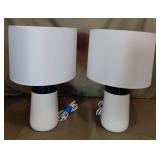 2 Ceramic Lamps - White and Blue, Like New