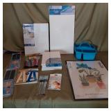 Arts and Crafts Collection - 7 Canvases of Various Sizes, 16" x 20" New Frame, Paint Brushes...