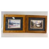 Framed Wildlife Prints Pair: Mountain Elk and River Moose Wilderness Art