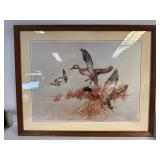 Framed Charles E. Murphy Duck Print: 1985 Mallard and Wetland Wildlife Art
