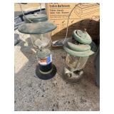 Vintage Coleman Green Lantern & Coleman Propane Lantern with Wenzel Fuel Cylinder