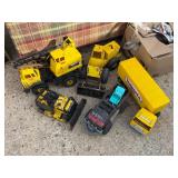 Vintage Tonka Pressed Steel Trucks: Mobile Crane, Loader, Bulldozer, Blaster & Ertl Velveeta Semi