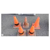 Lot of 5 Orange Construction Safety Cones