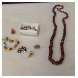 Vintage Jewelry - Acrylic Necklace, Stone Chip Bracelet For Repair, and More