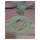 Uranium Serving Plate with Handles and Candy Dish
