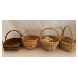 Vintage Handwoven Wicker Baskets: Set of Four Storage & Gathering Baskets