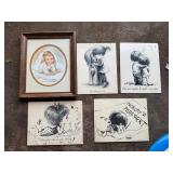 Vintage 1970s Greeting Cards & Coby Framed Baby Print