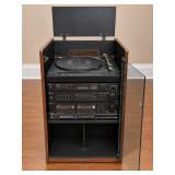 Sherwood CTA-4 Cassette Tuner Amplifier Stacking Stereo System in Cabinet
